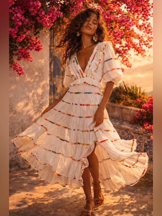 FARM Rio Dresses & Skirts - Farm Rio Mixed Off White Print Midi Dress Size Large Brand New With Tags